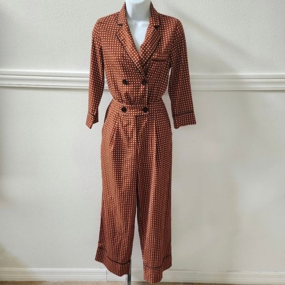 RARE Zara Double Breasted Plaid Jumpsuit - Picture 2 of 16